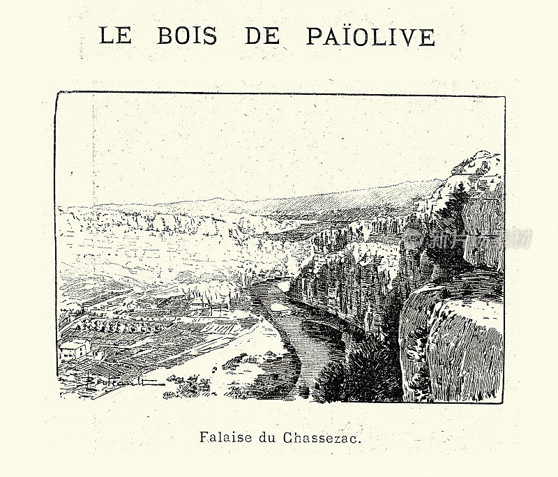 Falaise du Chassezac，法国南阿迪什的Paiolive森林，维多利亚时代，19世纪90年代